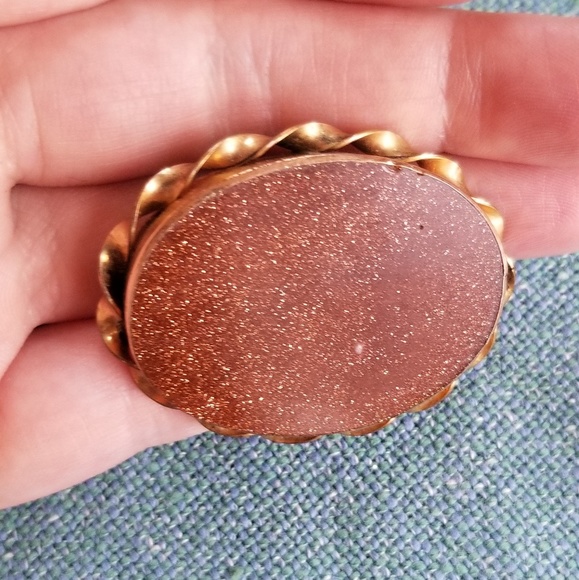 Vintage 1930's Gold Stone Brooch - Picture 4 of 4